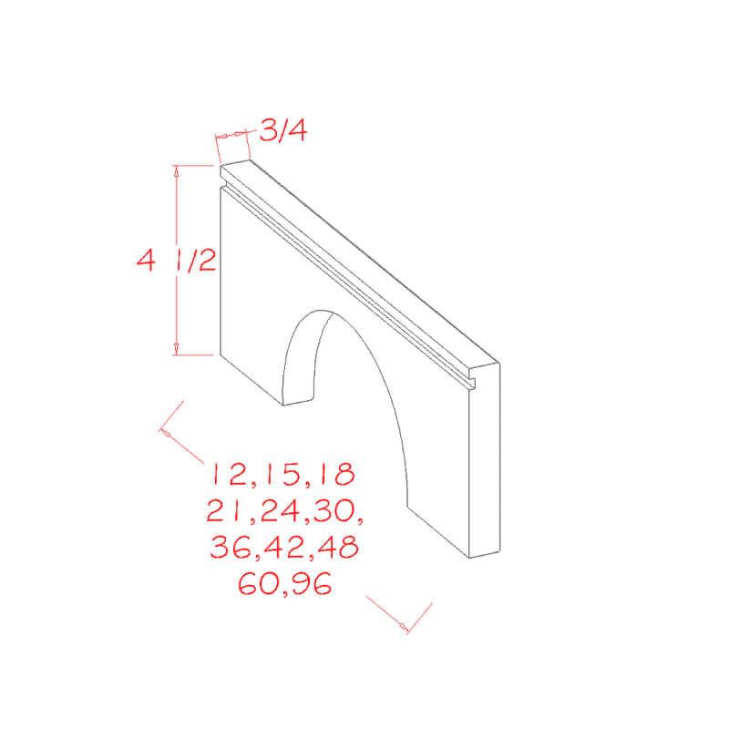 Toe Kick Arched Apron 48 Long