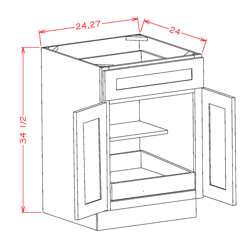 BASE CABINET WITH 1 ROLLOUT SHELF - 24