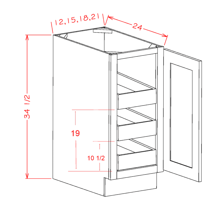 BASE FULL HEIGHT WITH 3 ROLL OUT SHELF - 21