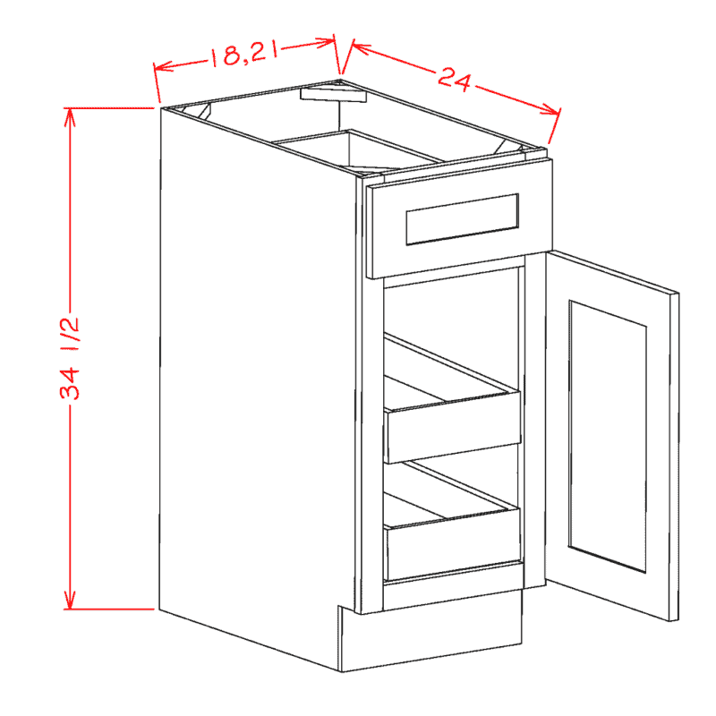 BASE CABINET WITH 2 ROLLOUT SHELF - 18