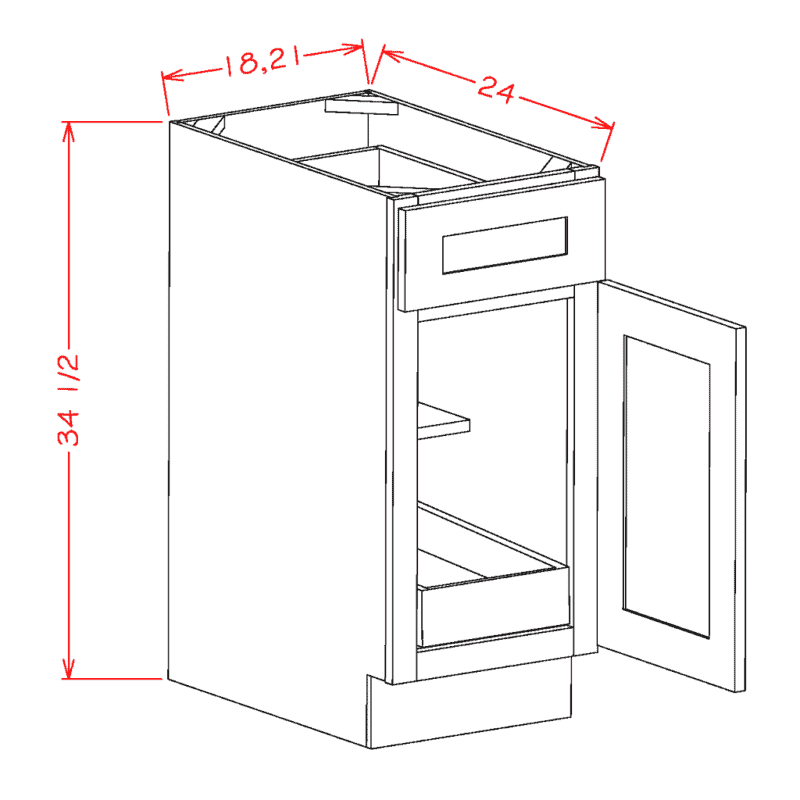 BASE CABINET WITH 1 ROLLOUT SHELF - 18
