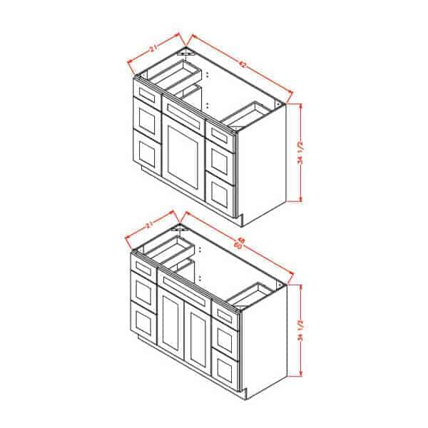 Vanity Double Drawer Base