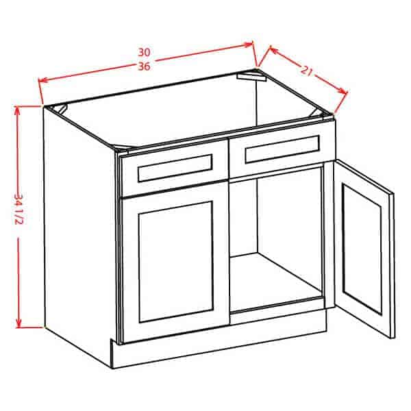 Vanity Sink Bases-Double Door Double Drawer Front