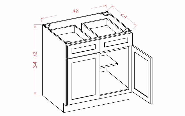 Double Door Double Drawer Base Cabinet - 42