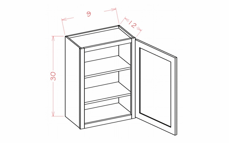 Single Door Wall Cabinets 30H - 9