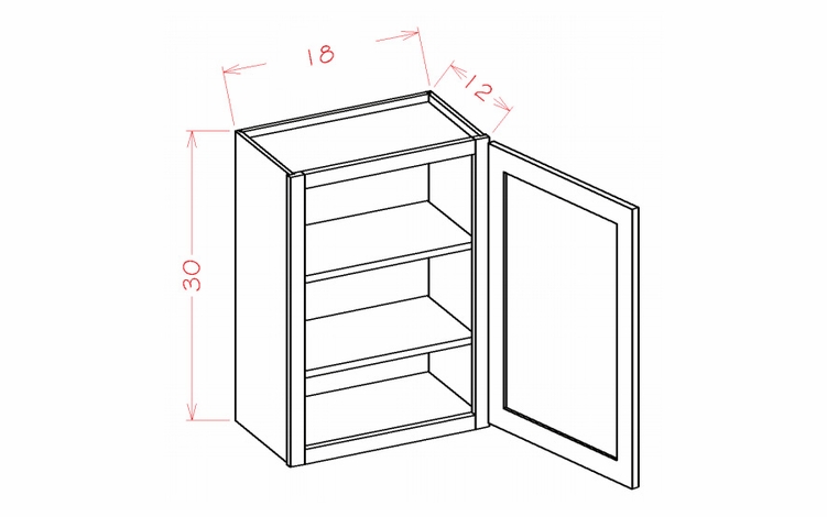 Single Door Wall Cabinets 30H - 18